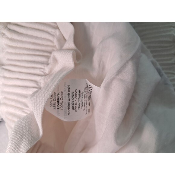 J. Crew Pull On Skirt Elastic Waist Linen Blend Cream Navy Geometric Size 4 - Picture 9 of 9